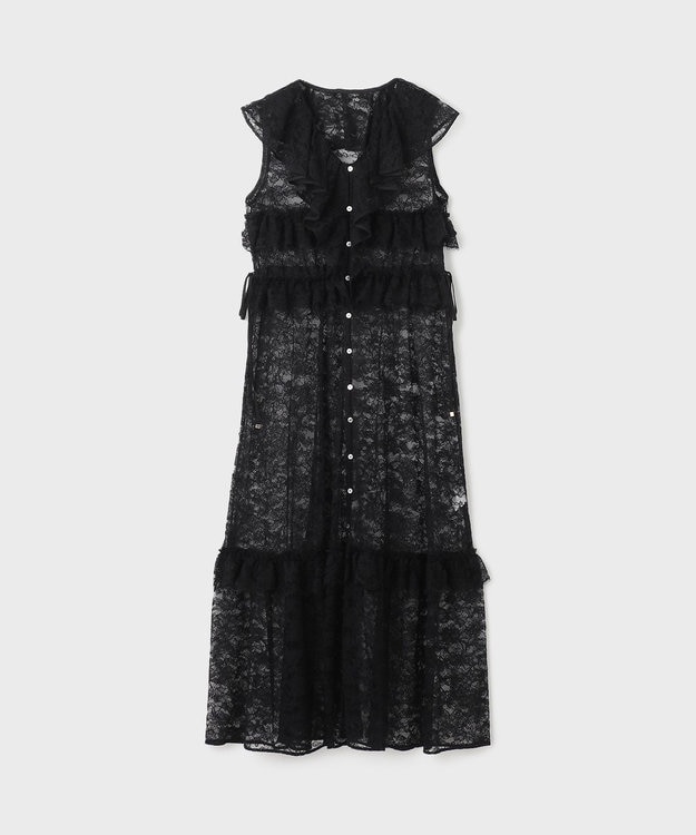 GRACE CONTINENTAL フリルカラーレースワンピース ブラック