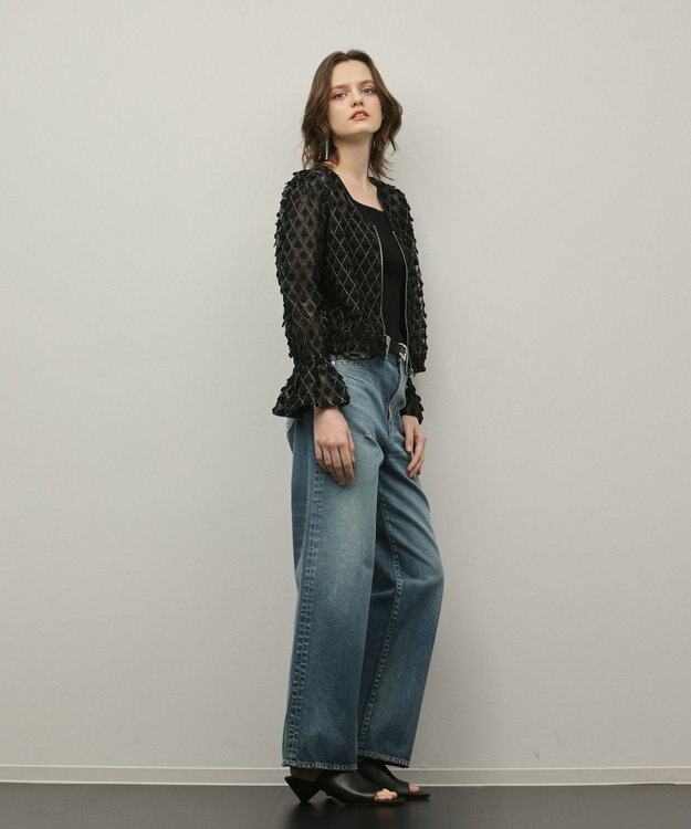 GRACE CONTINENTAL モチーフチュールブラウス ブラック