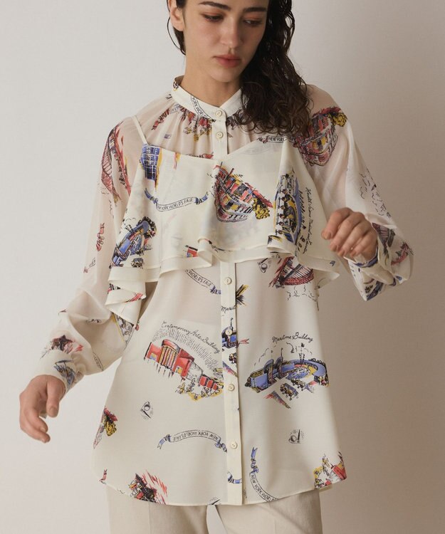 GRACE CONTINENTAL スーヴェニールプリントブラウス キナリ