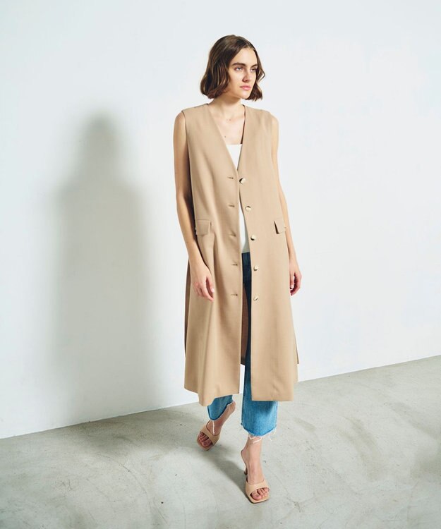 GRACE CONTINENTAL ストレッチスラブ3WAYコート ベージュ