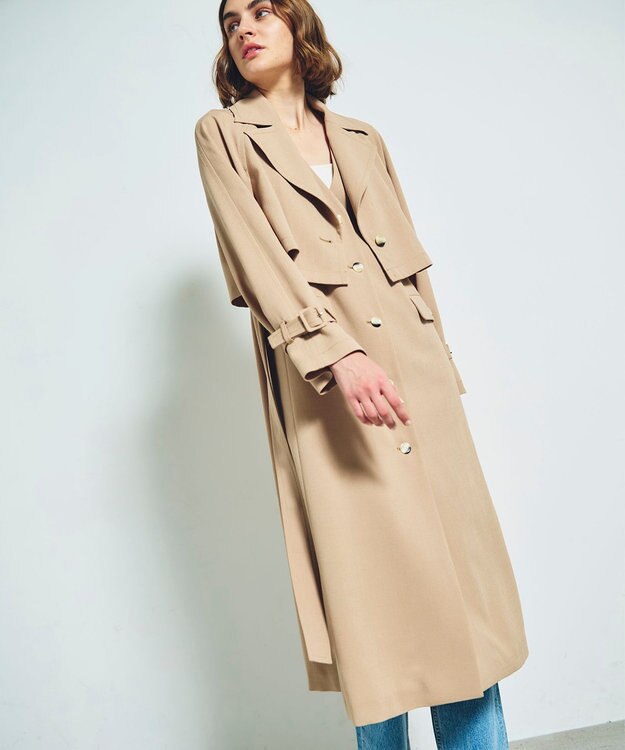 GRACE CONTINENTAL ストレッチスラブ3WAYコート ベージュ