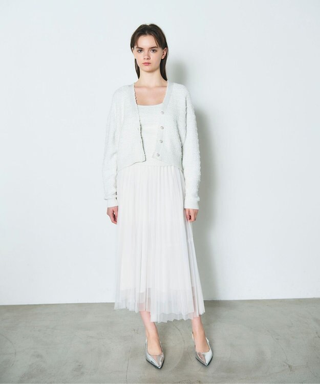 GRACE CONTINENTAL ラメツイードニットキャミ ホワイト