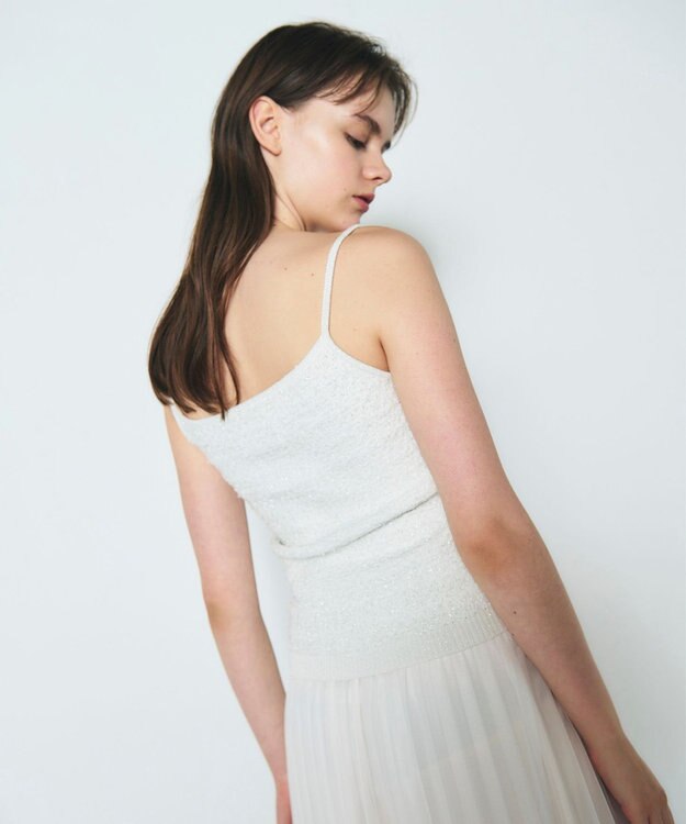 GRACE CONTINENTAL ラメツイードニットキャミ ホワイト