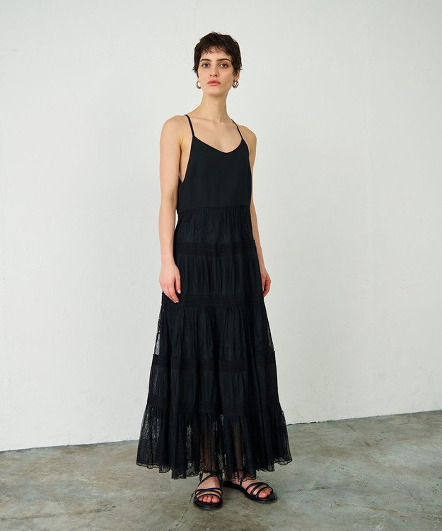 GRACE CONTINENTAL レースコンビキャミソールワンピース ブラック