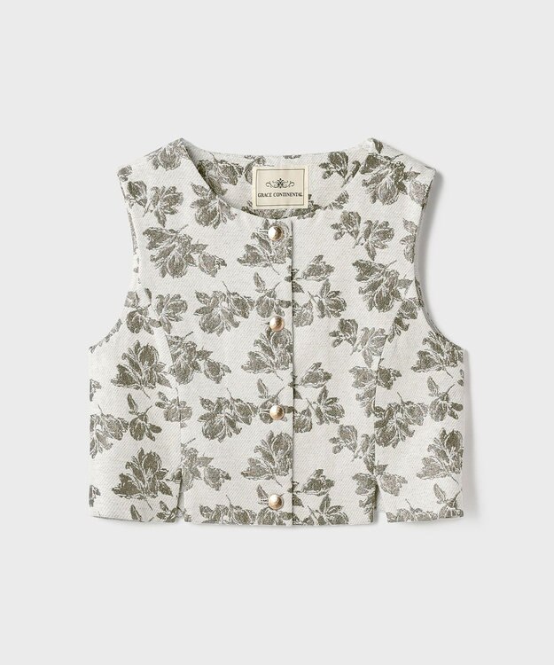 GRACE CONTINENTAL ラメフラワージャガードベスト キナリ