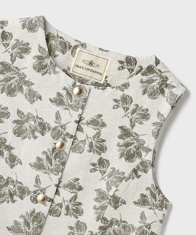 GRACE CONTINENTAL ラメフラワージャガードベスト キナリ