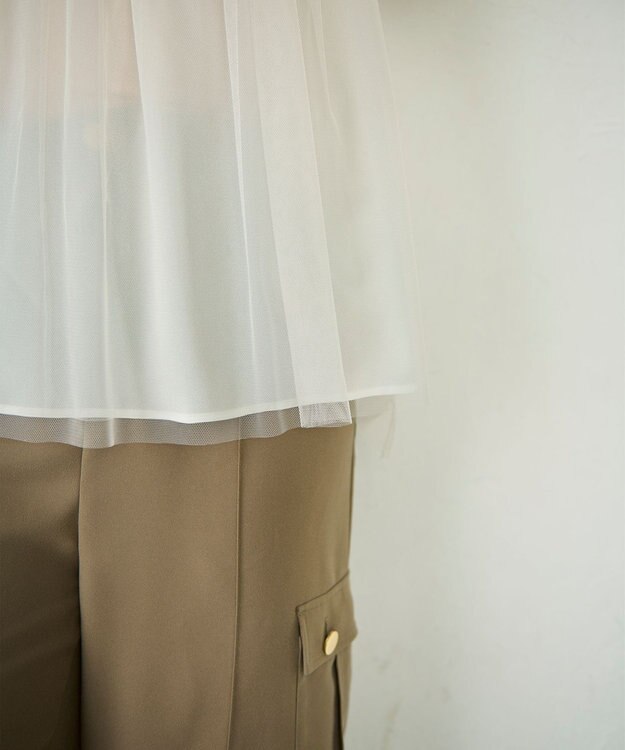 GRACE CONTINENTAL チュールノースリーブ トップ キナリ