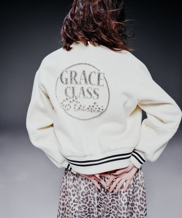GRACE CONTINENTAL ビジューembアワードジャケット ホワイト
