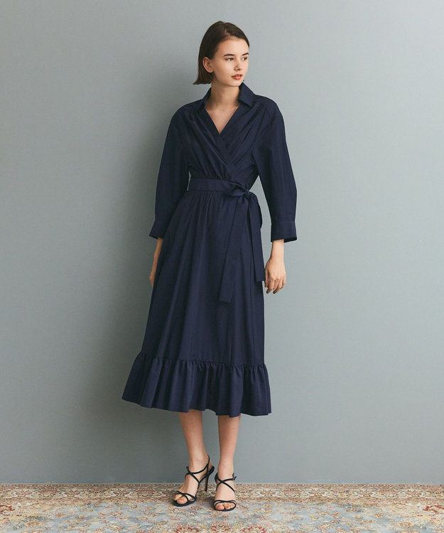 GRACE CONTINENTAL カシュクールシャツワンピース ネイビー