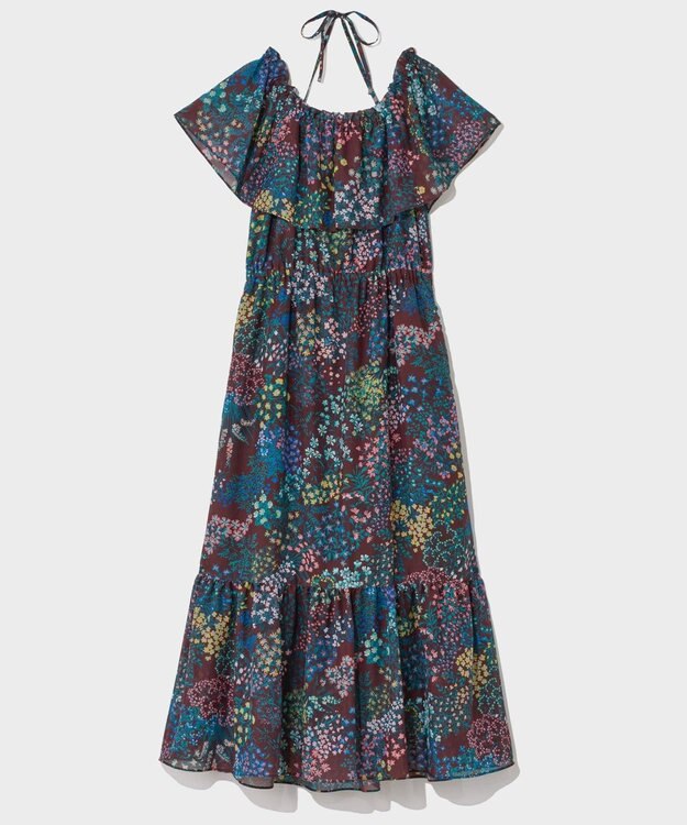 GRACE CONTINENTAL ボタニカルプリントワンピース ブラウン