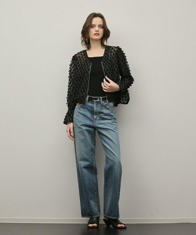 GRACE CONTINENTAL モチーフチュールブラウス ブラック