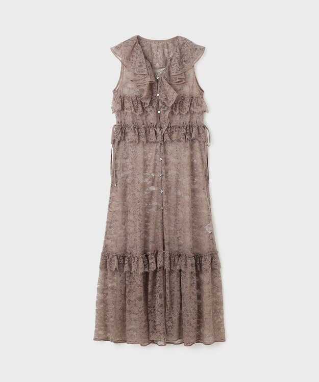 GRACE CONTINENTAL フリルカラーレースワンピース グレー
