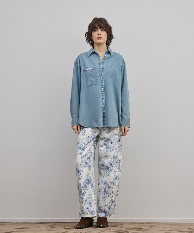 GRACE CONTINENTAL デニムボウタイシャツ ブルー