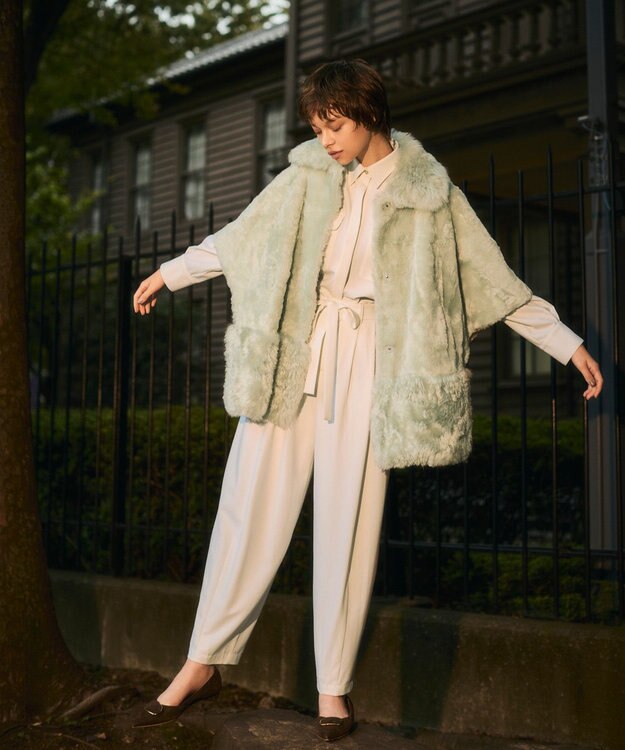 GRACE CONTINENTAL ウールワイドレッグパンツ キナリ