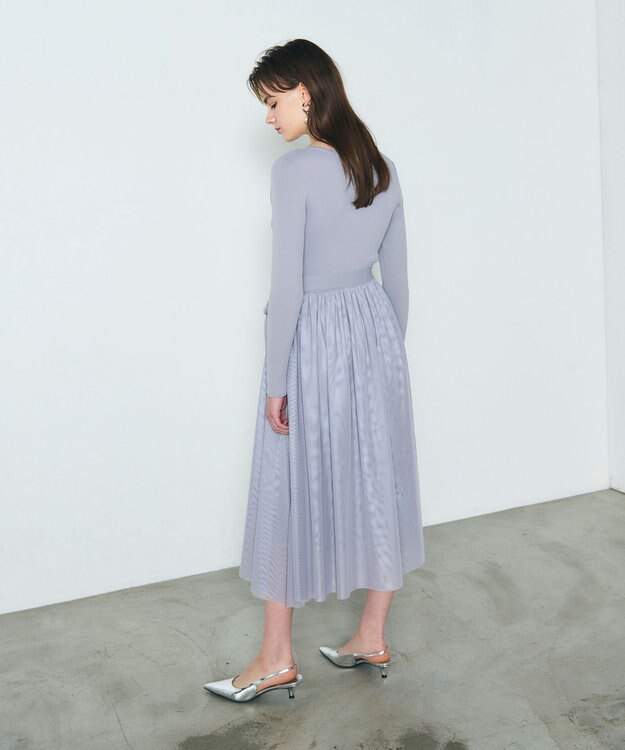 GRACE CONTINENTAL チュールコンビニットワンピース グレー
