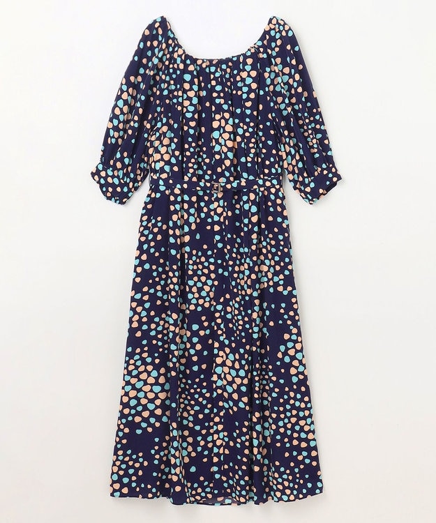 GRACE CONTINENTAL ランダムハートドレープワンピース ネイビー