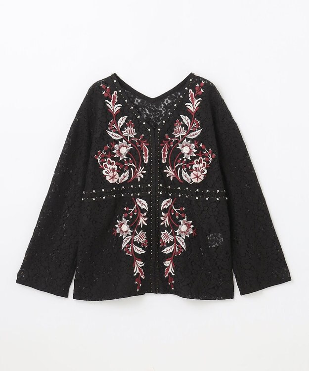 GRACE CONTINENTAL レース刺繍トップ ブラック
