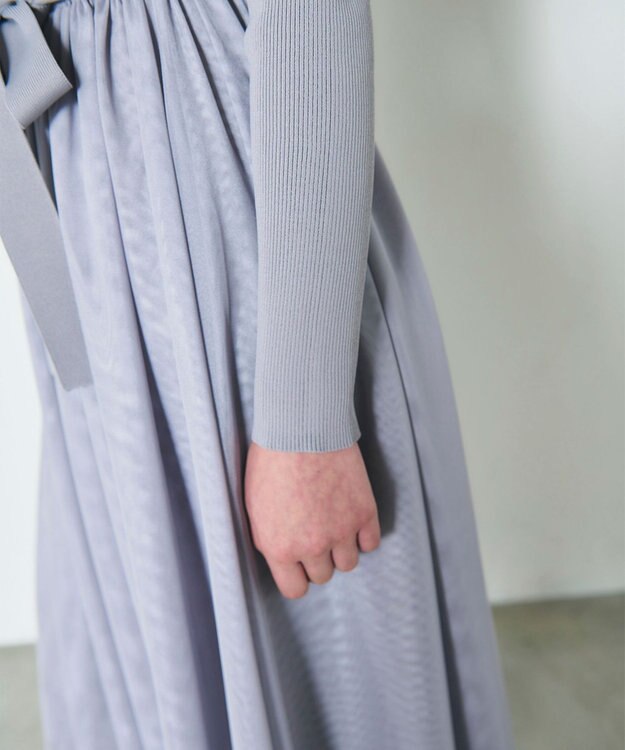 GRACE CONTINENTAL チュールコンビニットワンピース グレー