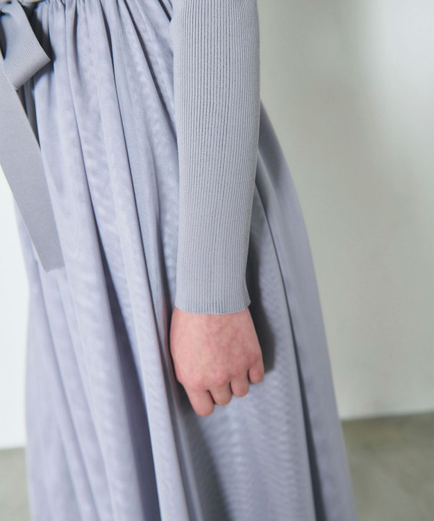 GRACE CONTINENTAL チュールコンビニットワンピース グレー