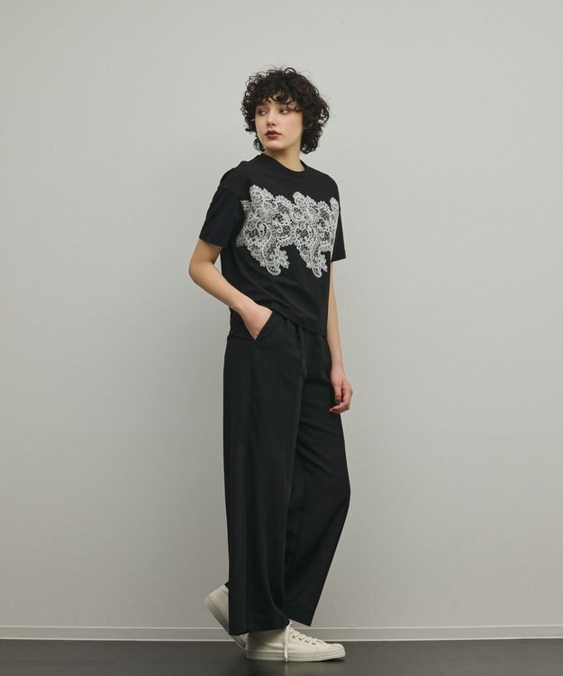 GRACE CONTINENTAL シアーワイドパンツ ブラック