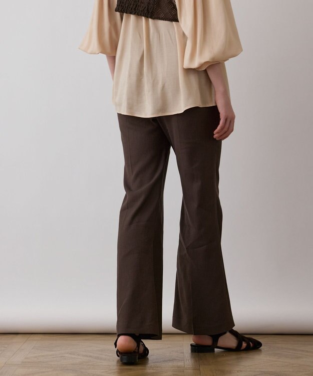 GRACE CONTINENTAL リネンサテンフレアパンツ ブラウン