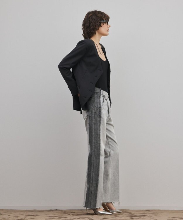 GRACE CONTINENTAL リメイクフレアデニムパンツ ブラック