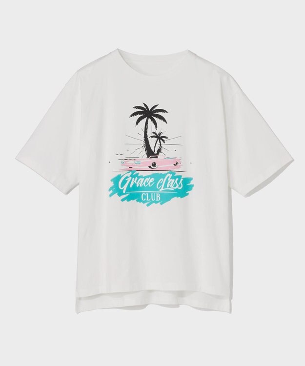 GRACE CONTINENTAL リゾートプリントTシャツ ホワイト