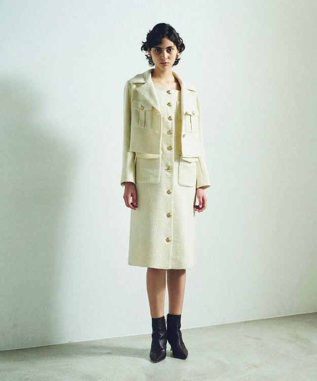 新品 グレースコンチネンタル ラメツイード コート セール】 ラメツイードコート （ステンカラーコート）｜GRACE