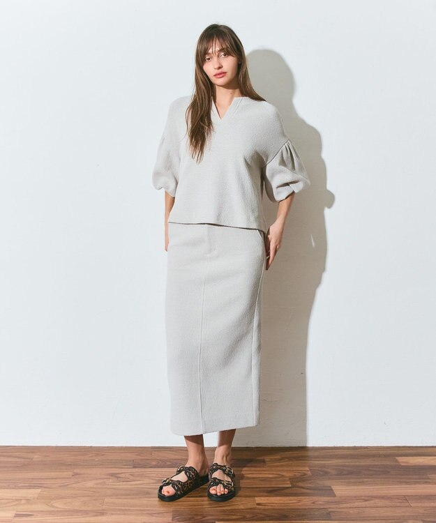 GRACE CONTINENTAL ジャージペンシルスカート ベージュ