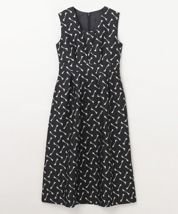 GRACE CONTINENTAL リボンジャガードワンピース ブラック