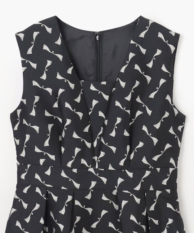 GRACE CONTINENTAL リボンジャガードワンピース ブラック