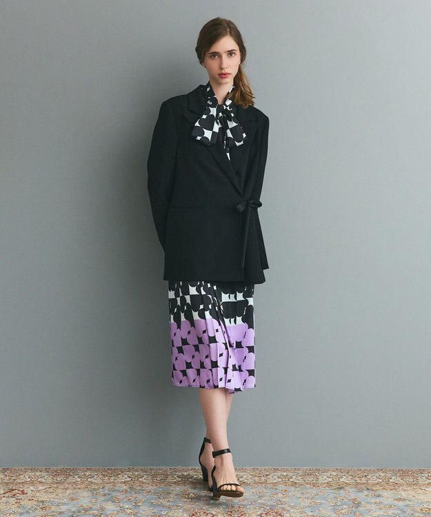 GRACE CONTINENTAL サテンボウ付テーラードジャケット ブラック