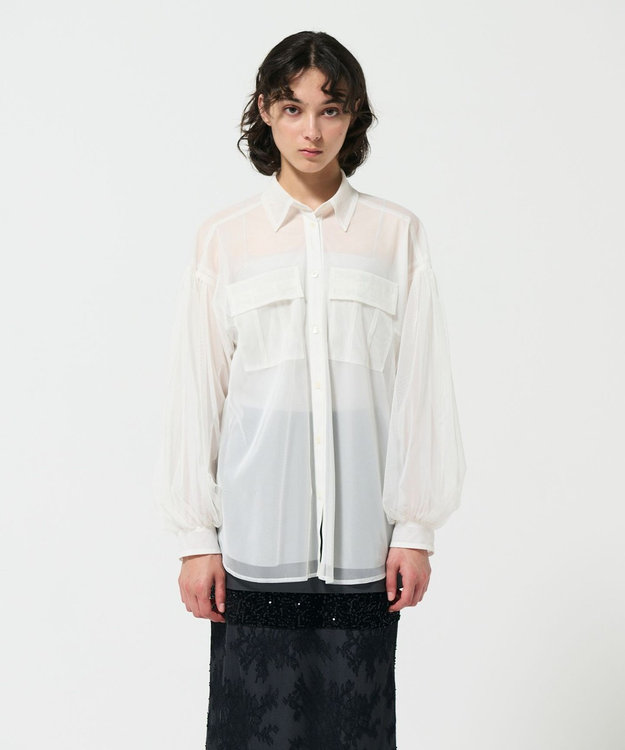 GRACE CONTINENTAL チュールレイヤードシャツ ホワイト
