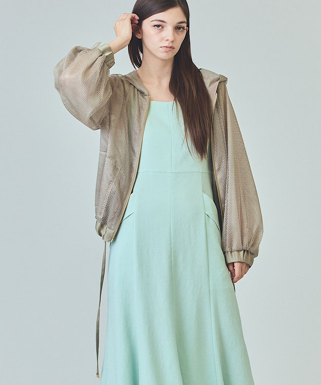 GRACE CONTINENTAL マクラメメッシュフーディー カーキ