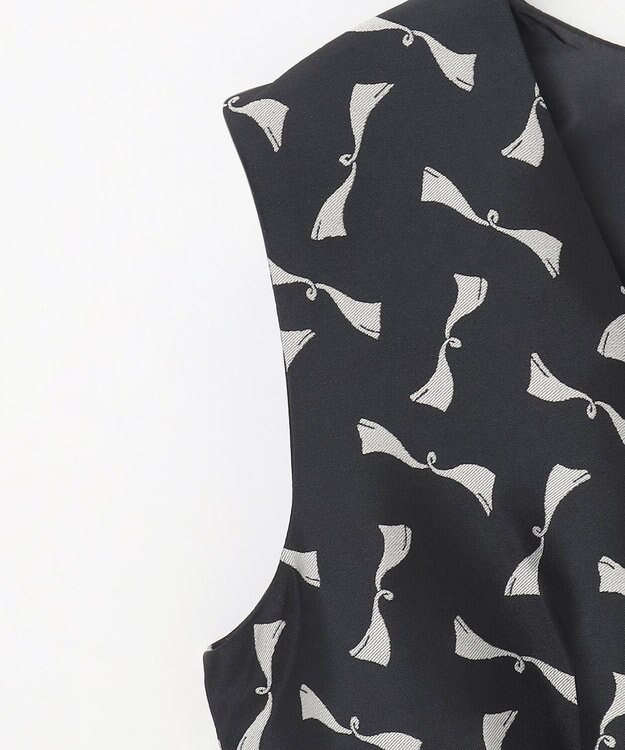 GRACE CONTINENTAL リボンジャガードワンピース ブラック