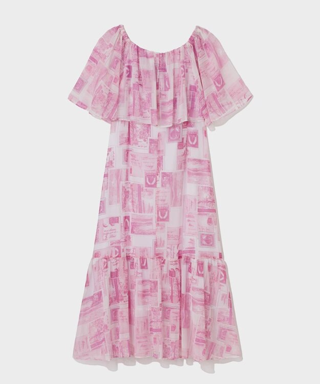 GRACE CONTINENTAL シフォンプリントドレス ピンク