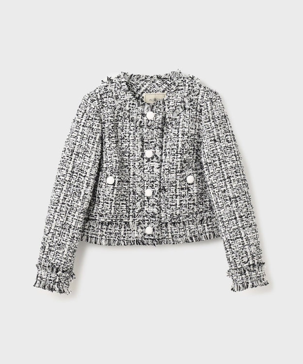 GRACE CONTINENTAL フリンジツイードジャケット ブラック