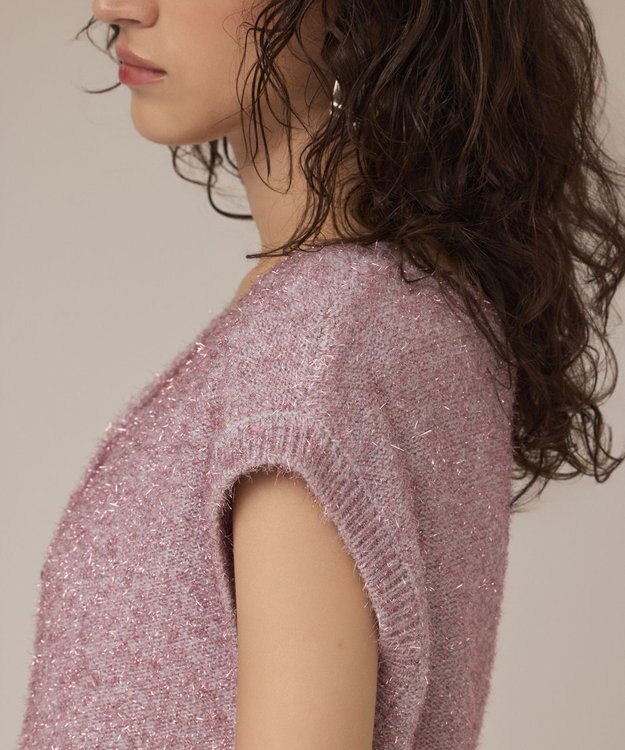 GRACE CONTINENTAL ショートフェザーニットトップ ピンク