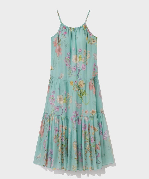 GRACE CONTINENTAL ボタニカルティアードドレス ミント