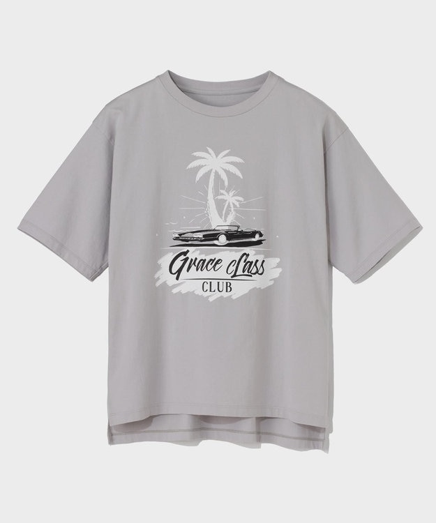 GRACE CONTINENTAL リゾートプリントTシャツ グレー
