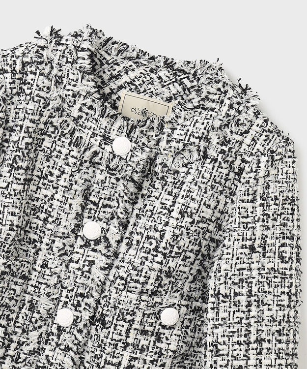 GRACE CONTINENTAL フリンジツイードジャケット ブラック