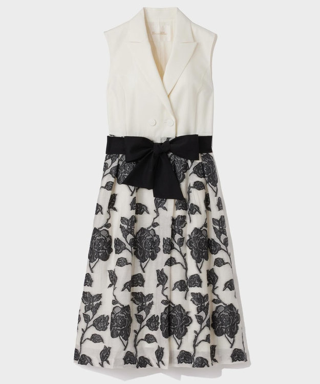 GRACE CONTINENTAL フラワージャガードテーラードレス キナリ