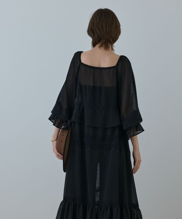 GRACE CONTINENTAL レースコンビカットジャガードワンピース ブラック