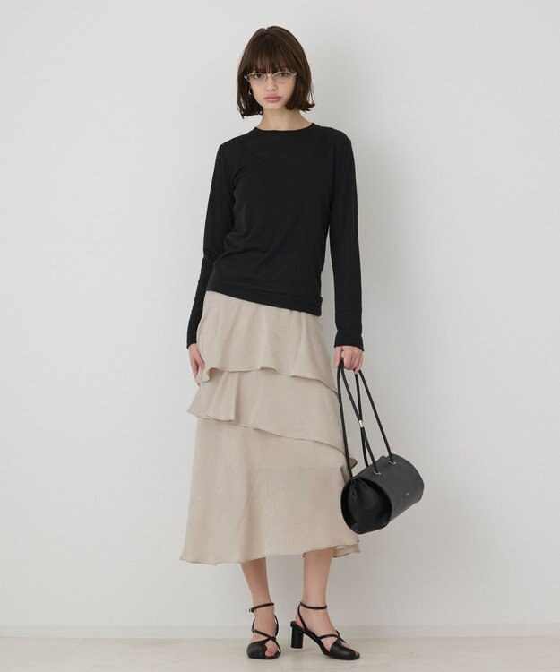 GRACE CONTINENTAL フレアティアードスカート ベージュ