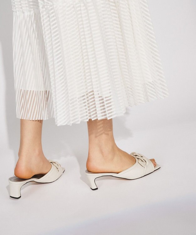 GRACE CONTINENTAL ストライプチュールスカート ホワイト