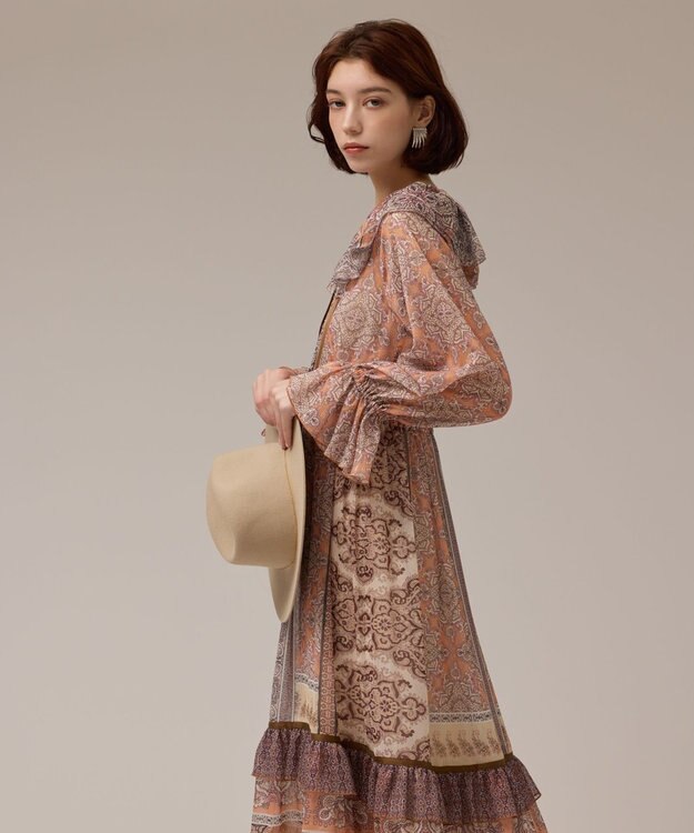 GRACE CONTINENTAL ペイズリープリントドレス オレンジ