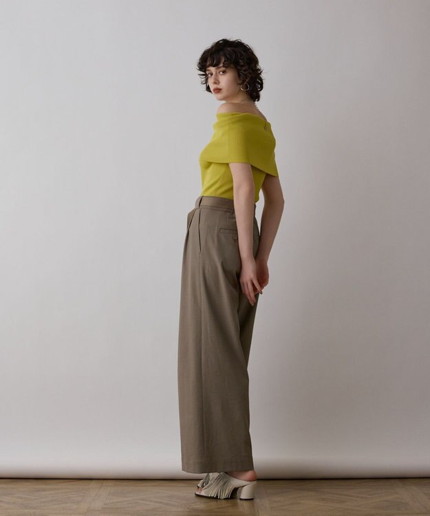 GRACE CONTINENTAL ストレッチワイドパンツ カーキ