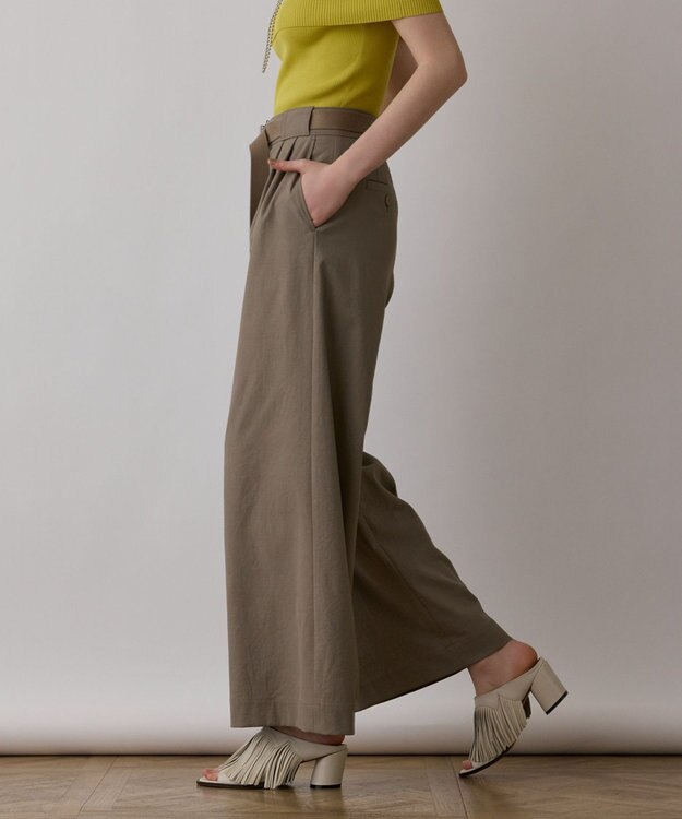 GRACE CONTINENTAL ストレッチワイドパンツ カーキ