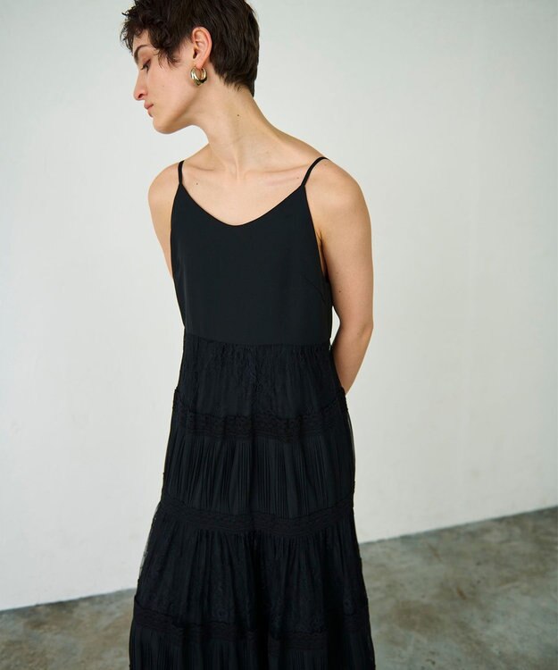 GRACE CONTINENTAL レースコンビキャミソールワンピース ブラック