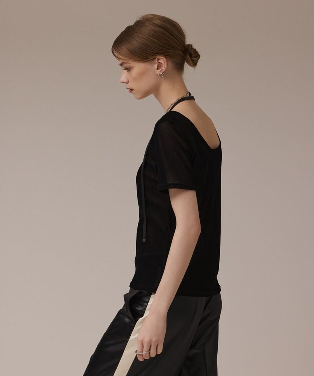 GRACE CONTINENTAL フロッキーチュールカットトップ ブラック